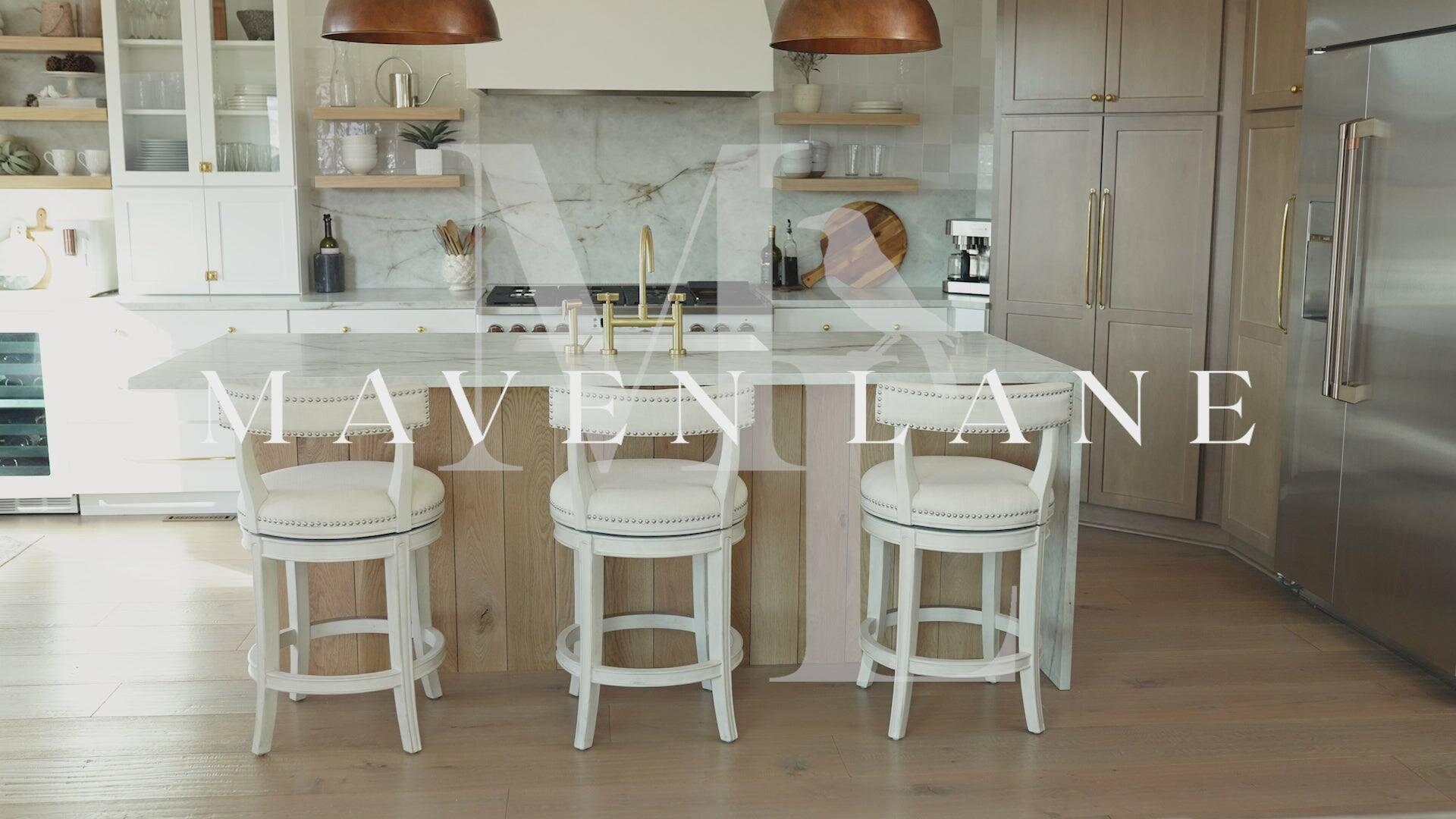 Alt View 7. Maven Lane - 31" Alexander Bar Stool in Weathered Oak Finish with Fabric Upholstery - Weathered Oak.