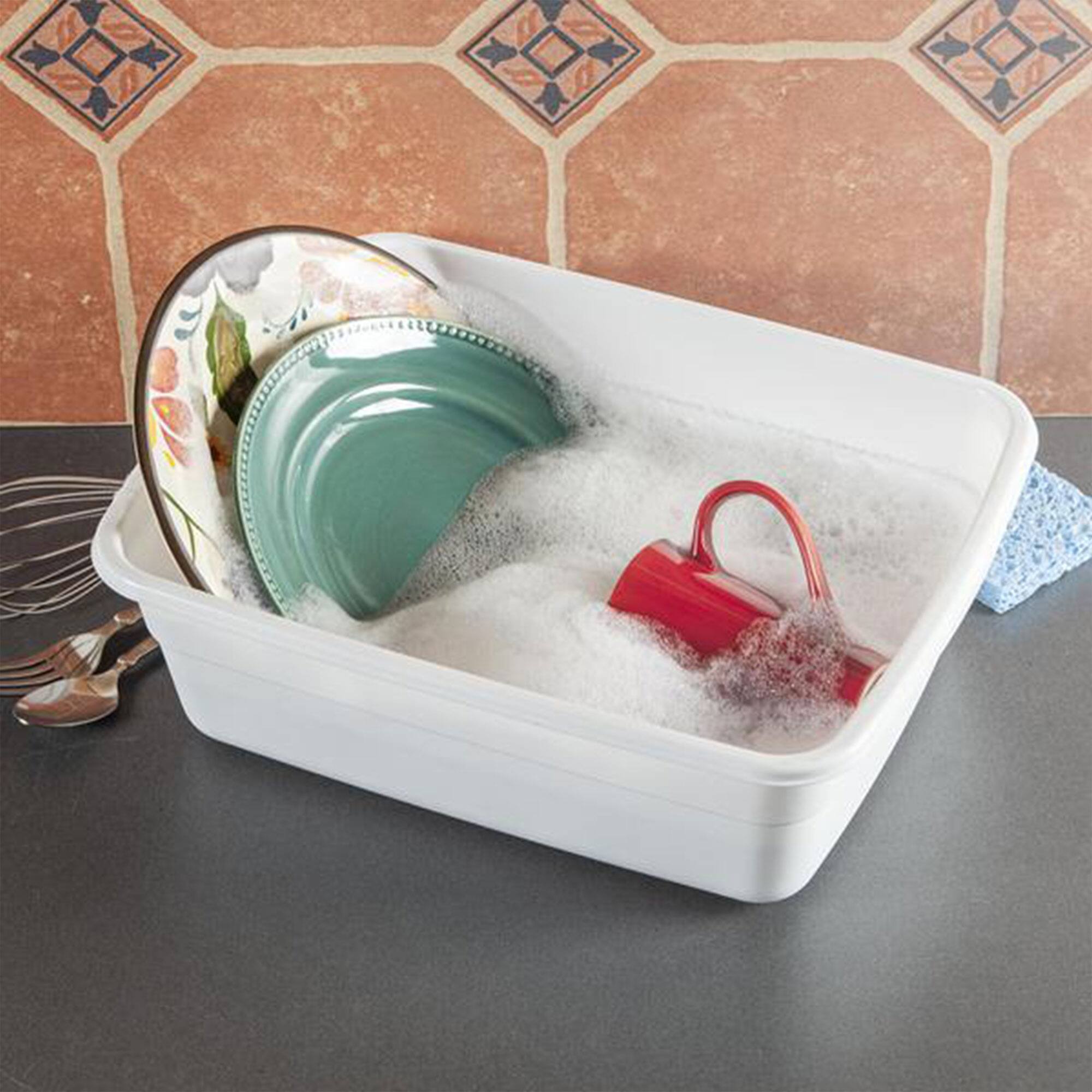 Alt View 2. Sterilite - Sterilite Small Portable Rectangle Plastic 8 Qt Dish Pan Basin, White (24 Pack) - White.