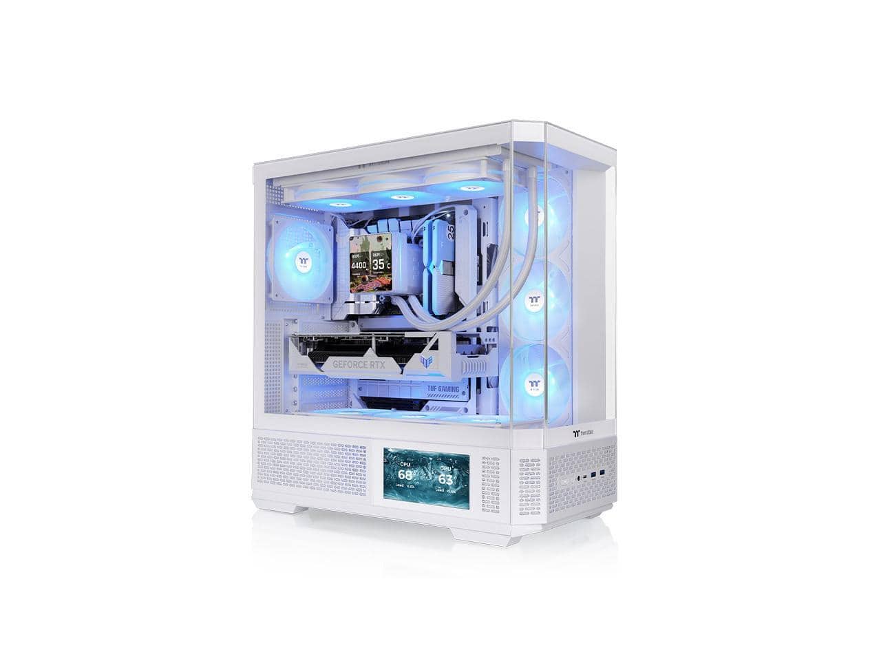 Thermaltake - View 370 TG ARGB Mid Tower with ARGB Fans, 360mm Radiator Support, 420mm GPU Clearance - Snow