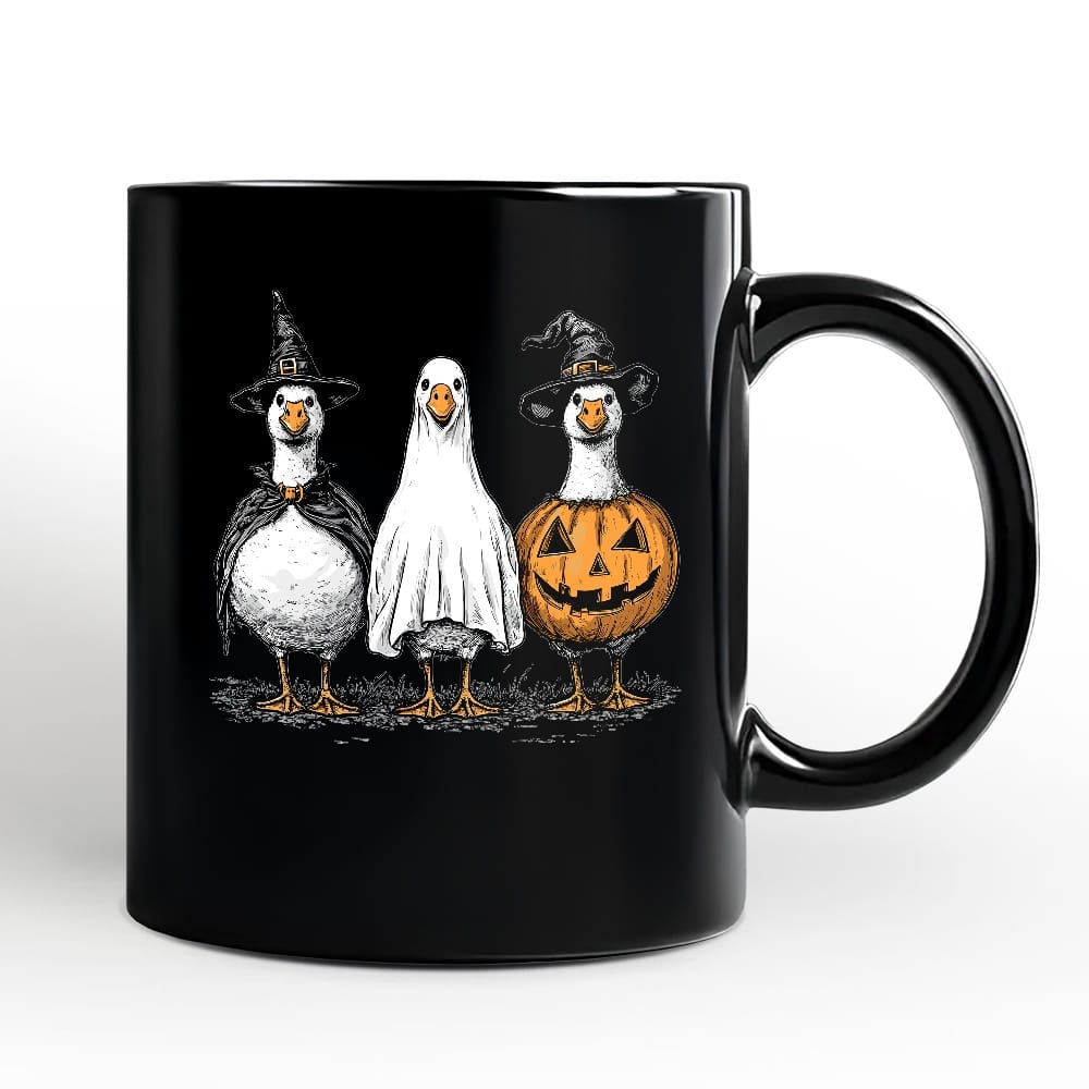 OrnamentallyYou - Haunting Honkers Goose Mug, Funny Halloween Costumes Gift - Black