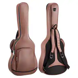 VEVOR - Acoustic Guitar Hard Case, 47.1 Inch, Hard-Shell Protective Travel Carrying Case with Accessory Compartment - Brown