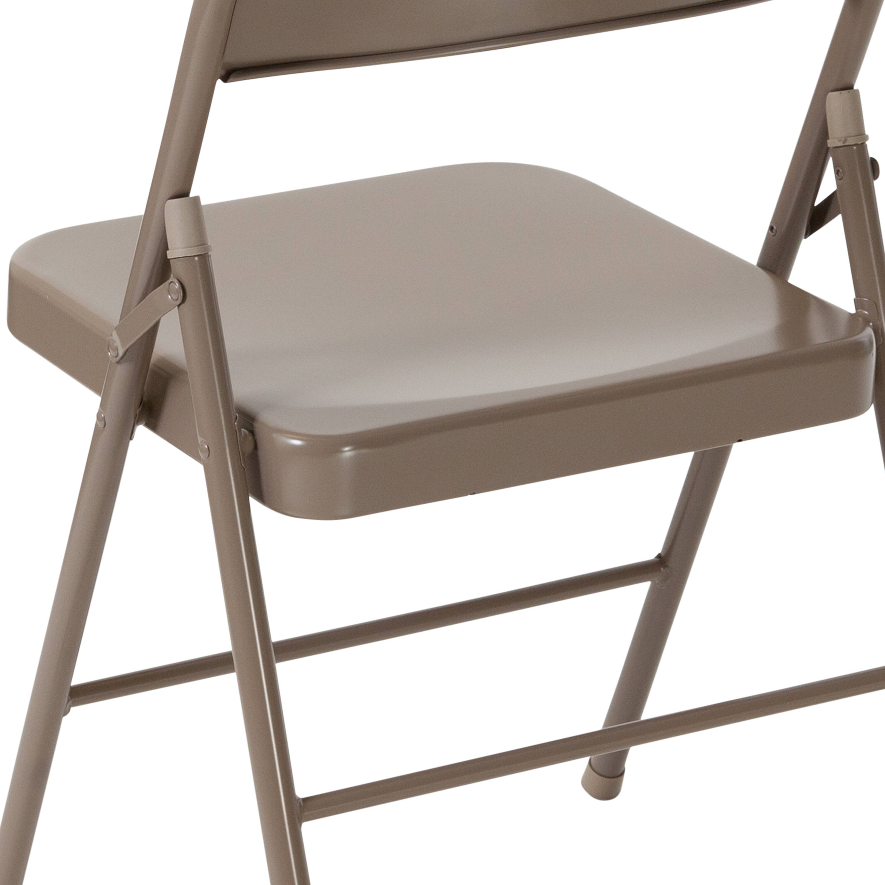 Alt View 10. Emma + Oliver - 4 Pack Double Braced Commercial Party Events Steel Metal Folding Chair - Beige.