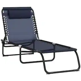 Outsunny - Folding Chaise Lounge Chair, Patio Sun Tanning Chair, Outdoor Chaise Lounger with 4-Position Reclining Back - Blue