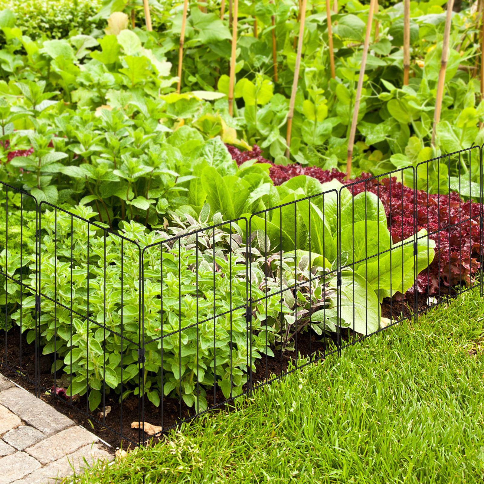 Costway Decorative Garden Fence Set of 2, Rustproof Metal Wire Fencing ...