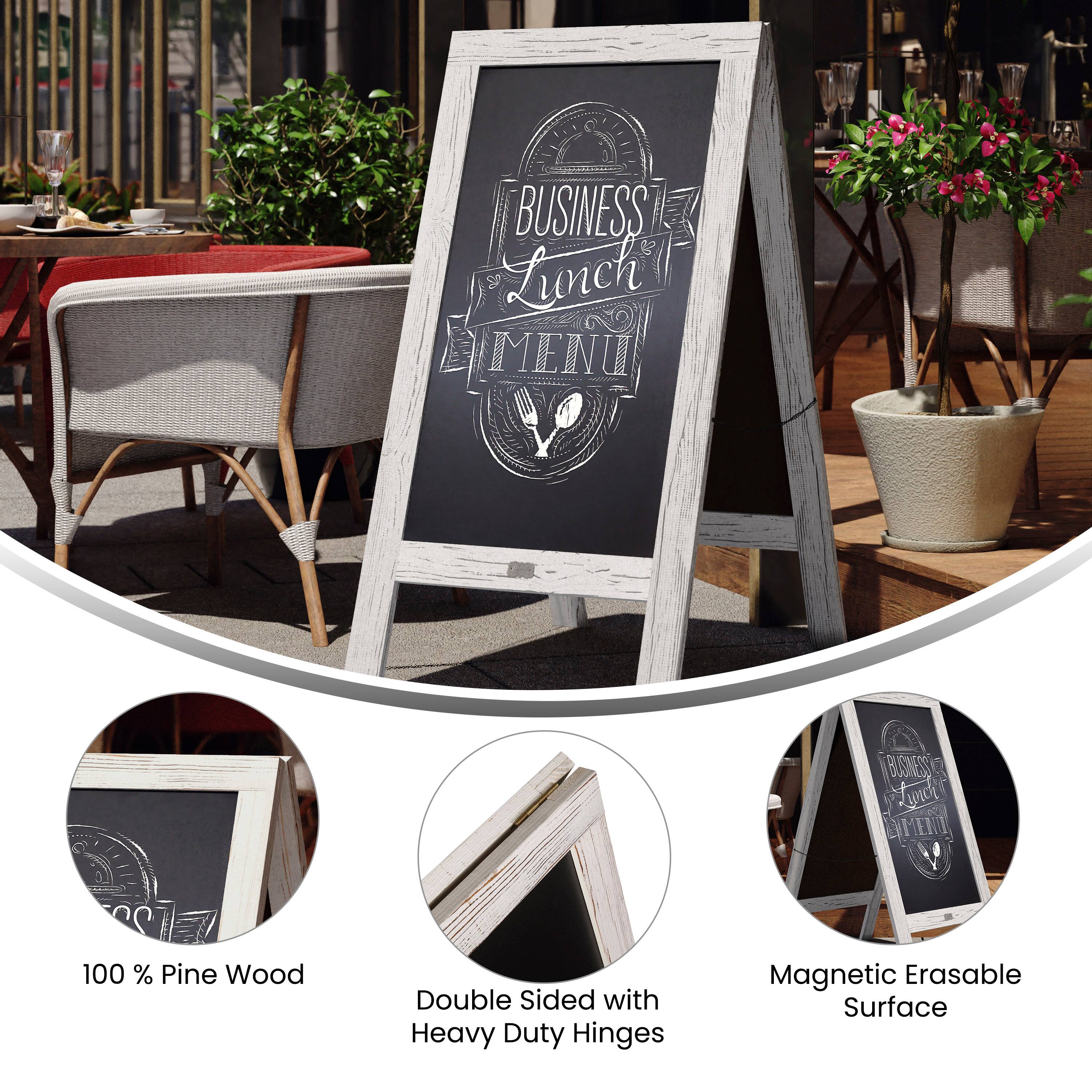 BUSINESS Lunch MENU  
100% Pine Wood  
Double Sided with Heavy Duty Hinges  
Magnetic Erasable Surface