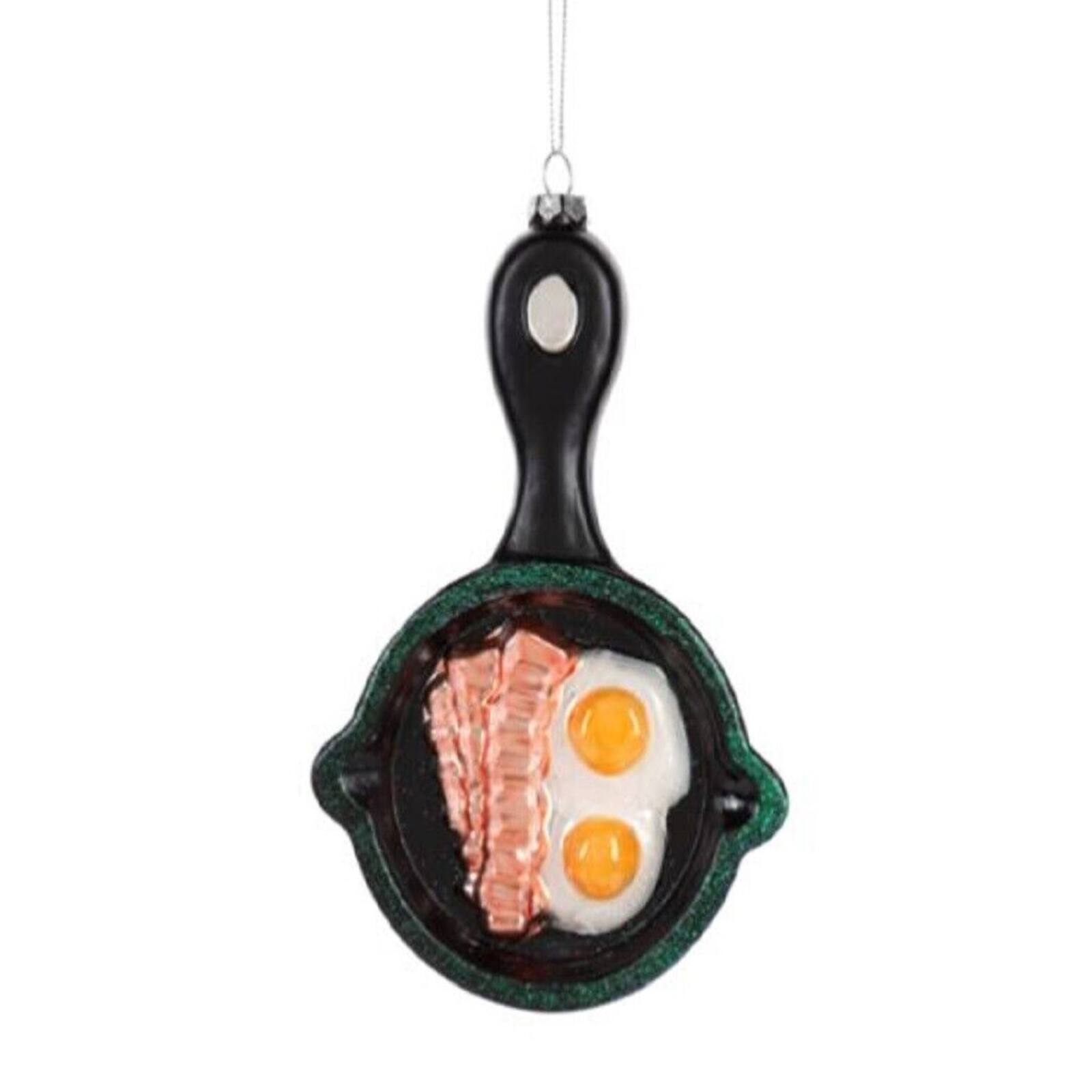 Front. Ganz - Ganz Bacon and Egg In A Skillet Christmas Tree Ornament 6.2 Inch Multicolor - Black.