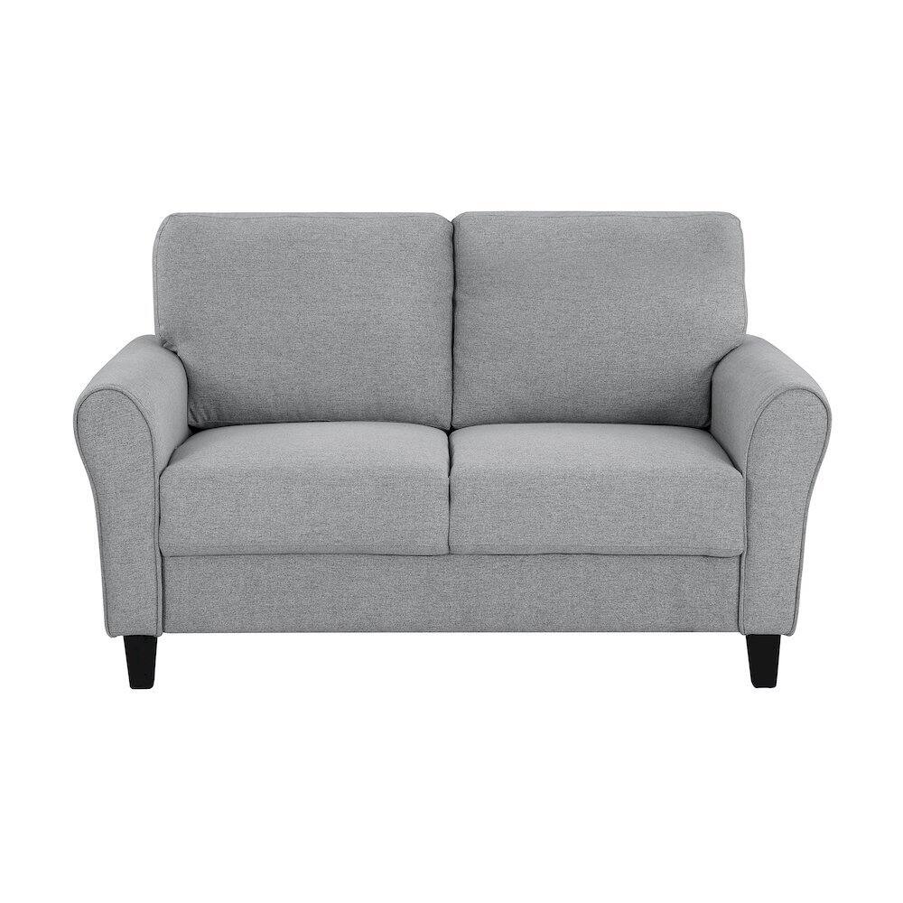 Angle. Starlight Canyon Home - Dark Gray Upholstered Love Seat, Small Loveseat Sofa for Compact Spaces - Dark Gray.