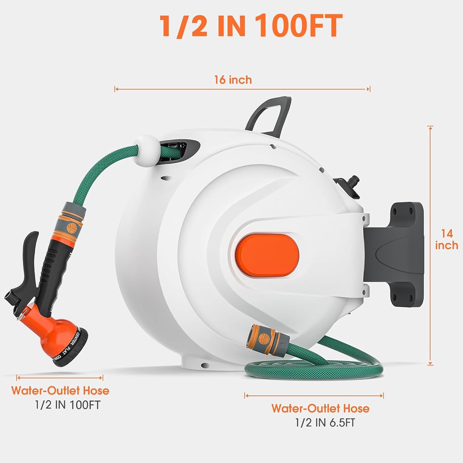 1/2 IN 100FT 16 inch AERAA0A 14 inch CENTER FLAT 800 Water-Outlet Hose