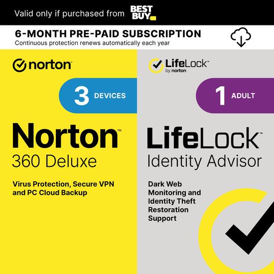 Norton 360 (3 Device) with LifeLock Identity Advisor (1 Adult