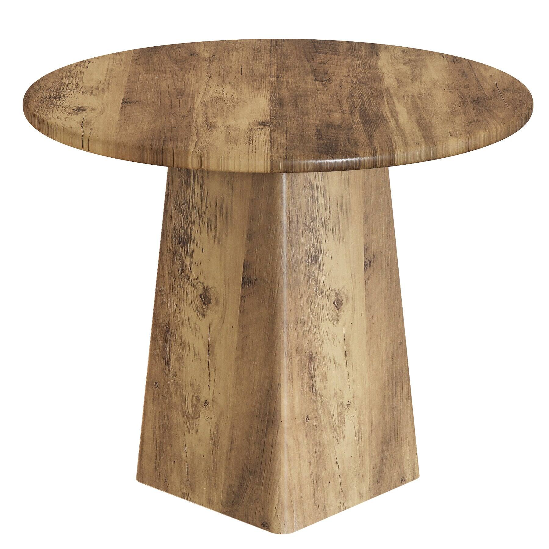 Alt View 5. Tribesigns - Farmhouse Round Dining Table with Engineered Wood Construction for Dining Room, Kitchen and Living Room - Brown.