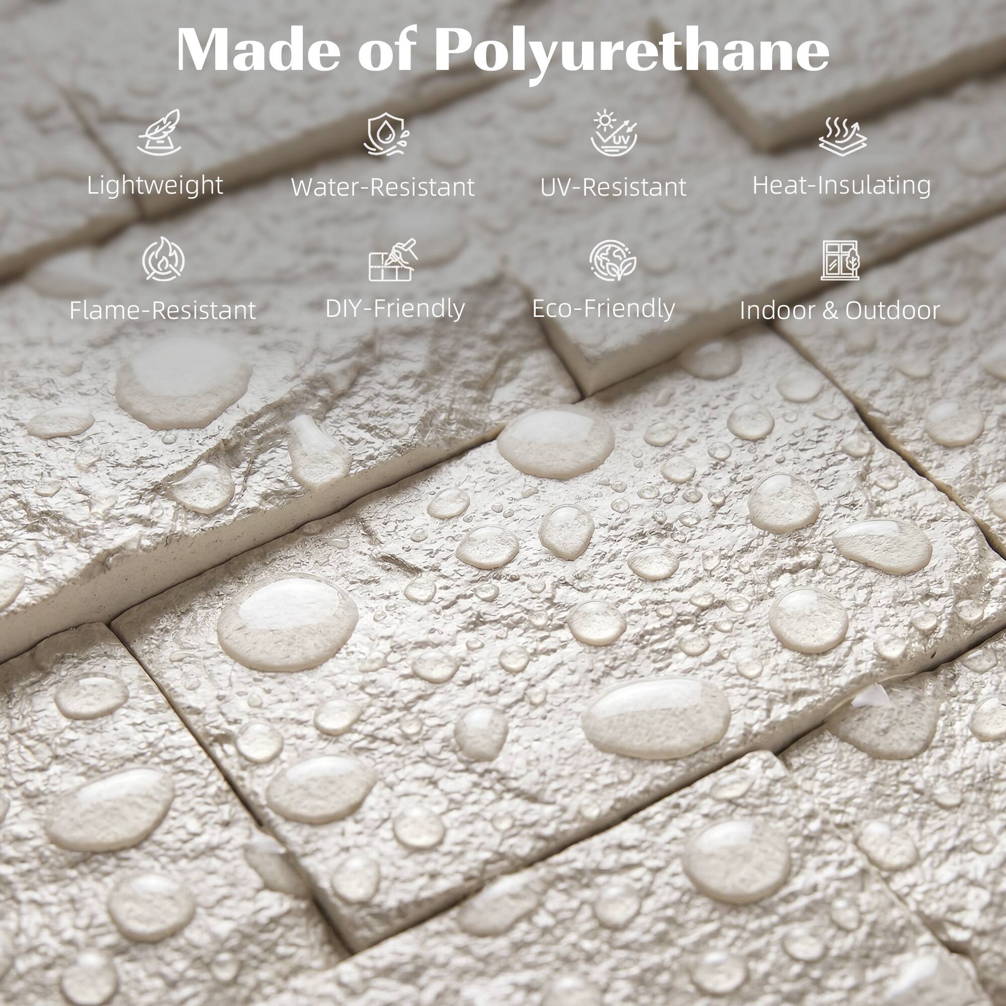 Made of Polyurethane

- Lightweight
- Water-Resistant
- UV-Resistant
- Heat-Insulating
- Flame-Resistant
- DIY-Friendly
- Eco-Friendly
- Indoor & Outdoor