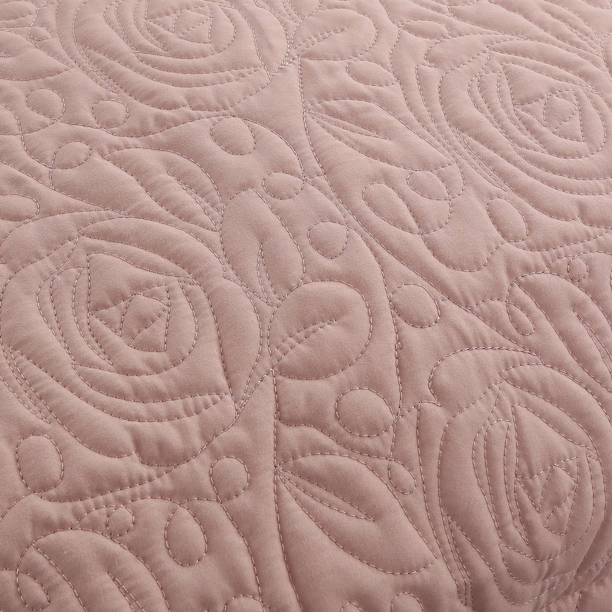 Alt View 1. MarCielo - 2-Pack Embroidered Solid Color Pillow Shams Polyester - Teacup Rose.