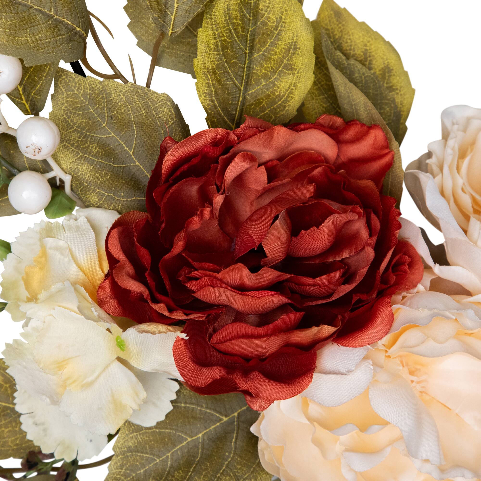 Alt View 10. Northlight - Fall Harvest Artificial Floral Fall Foliage Twig Wreath - 22" - Orange.