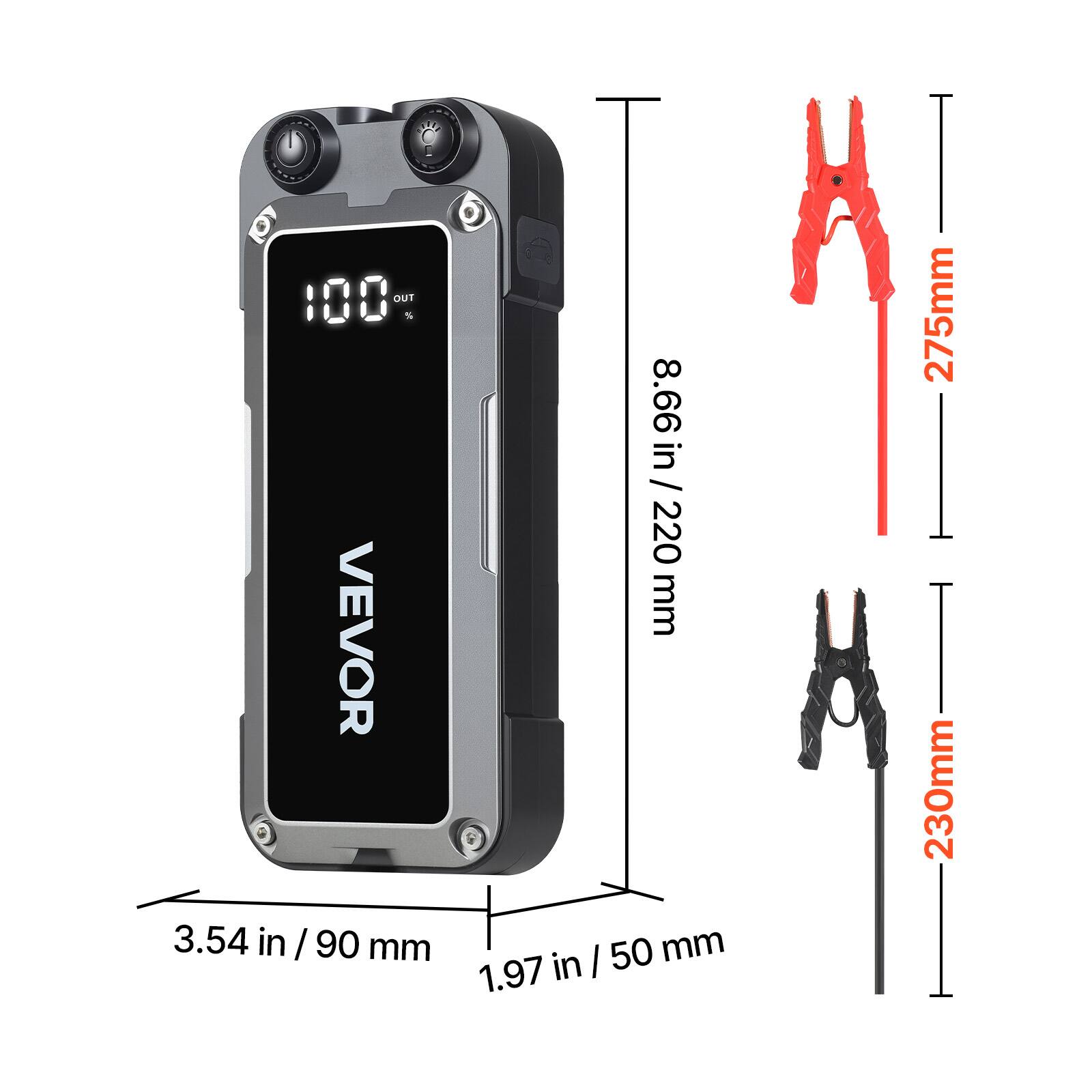 100 OUT  
VEVOR  
3.54 in / 90 mm  
8.66 in / 220 mm  
1.97 in / 50 mm  
275 mm  
230 mm