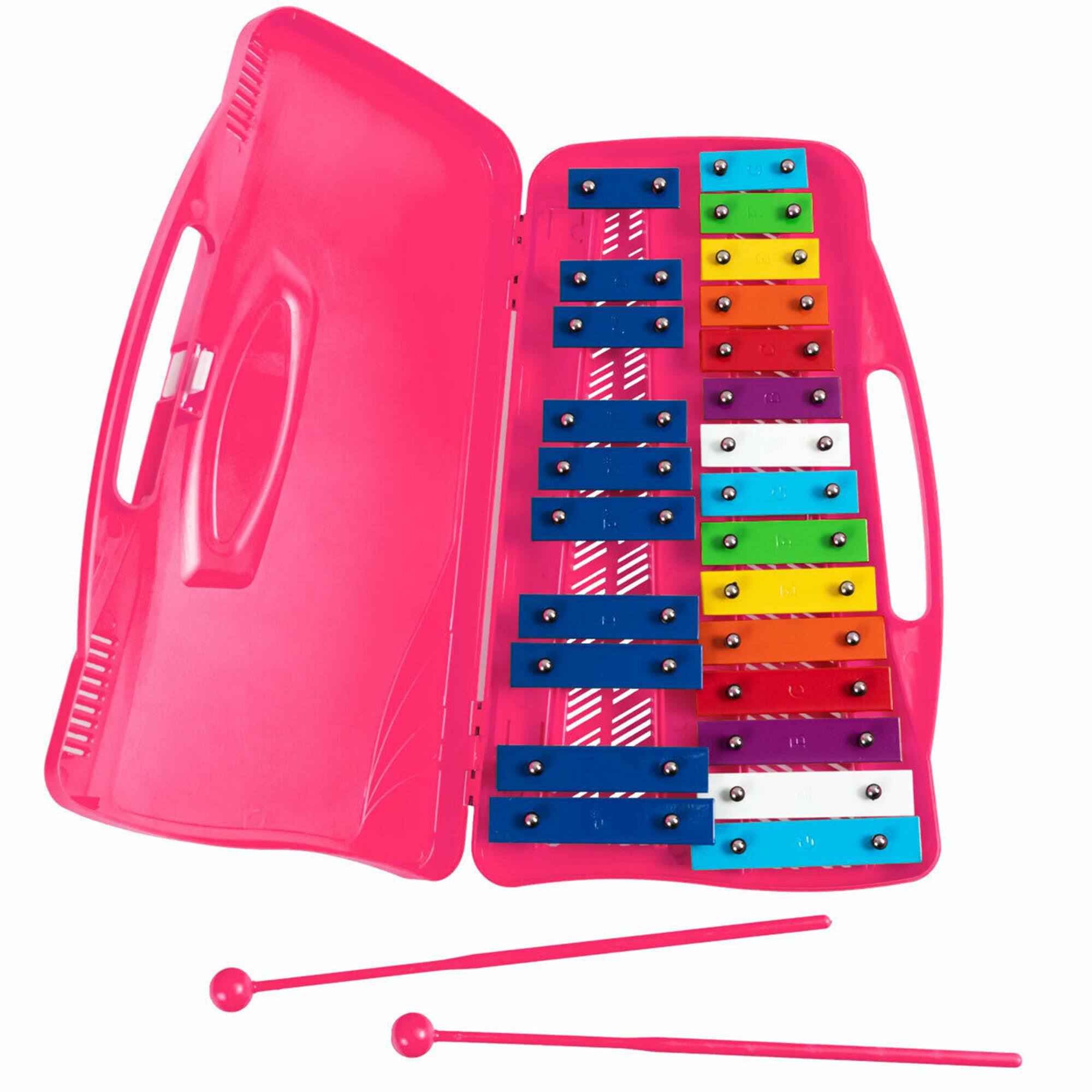 Alt View 5. Costway - Costway 25 Notes Kids Glockenspiel Chromatic Metal Xylophone w/ Pink Case and 2 Mallets - Pink.