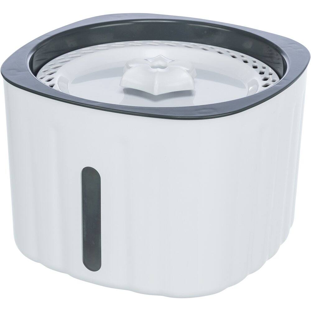 Alt View 1. TRIXIE - Flower Drinking Fountain for Dogs and Cats, 68oz Automatic Water Dispenser - White/Gray.