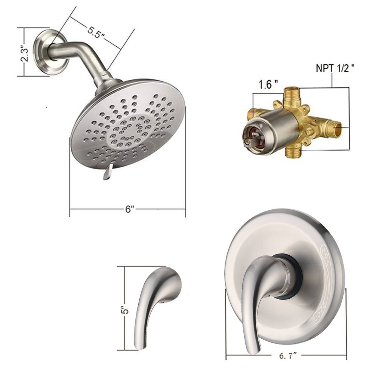 - 2.3"
- 5.5"
- 6"
- 1.6"
- NPT 1/2"
- 5"
- 6.7"