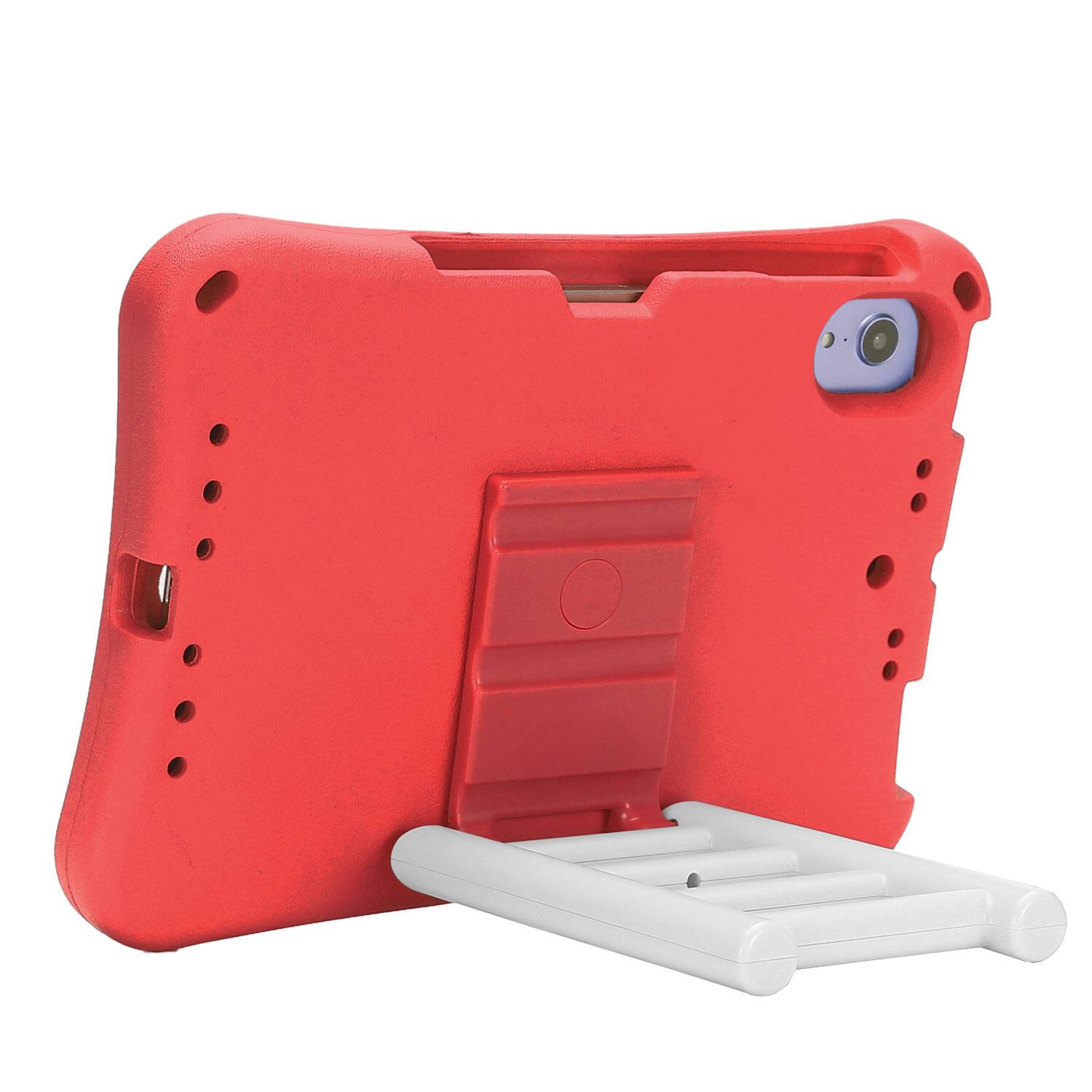 Left. Dteck - for Apple iPad mini (A17 Pro) 2024/iPad mini 6th Gen 8.3-inch 2021 Rugged Case,Shockproof TPU Cover with Rotating Stand - Red.