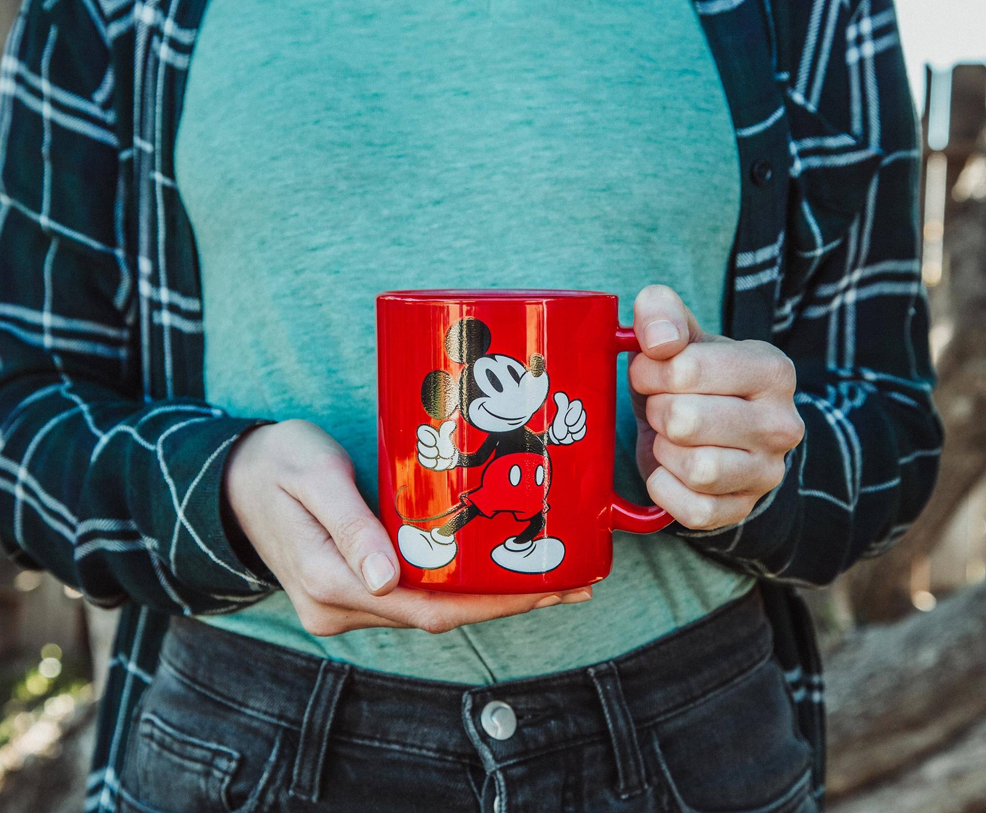Alt View 5. Silver Buffalo - Disney Mickey Mouse Thumbs-Up Glass Coffee Mug | Holds 18 Ounces - Red.
