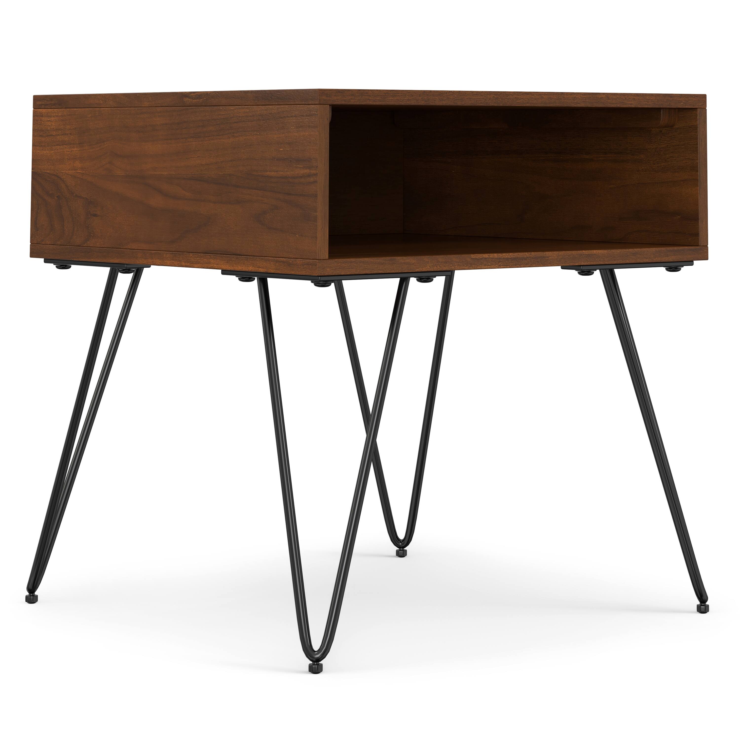 Simpli Home - Hunter Industrial 22 inch Wide Metal End Table - Walnut Veneer