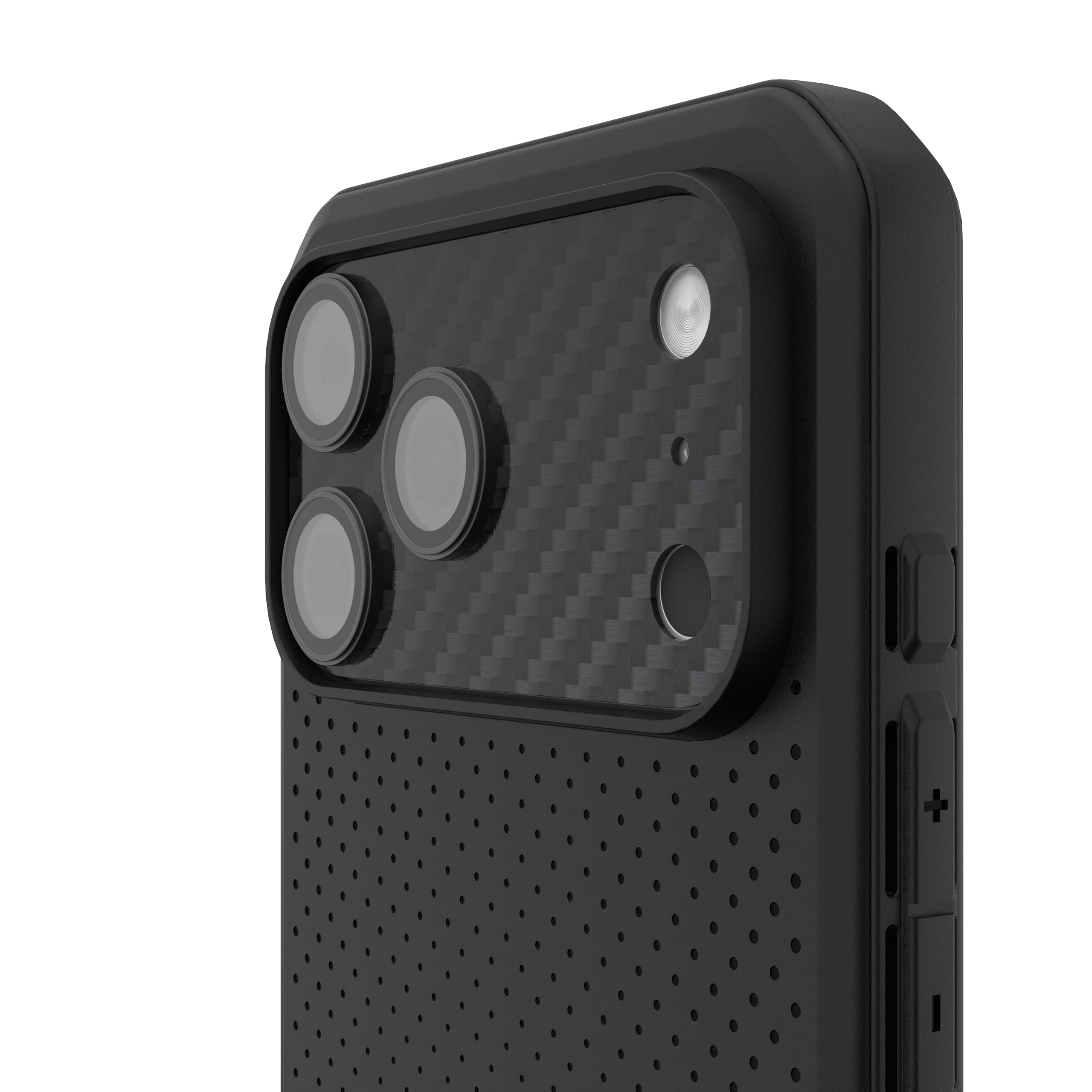 Alt View 4. UAG - iPhone 18 Pro Max Glass Camera Lens Protector & Camera Plate Protector, Aluminosilicate Glass & Carbon Fiber Backplate - Carbon Fiber/Black.