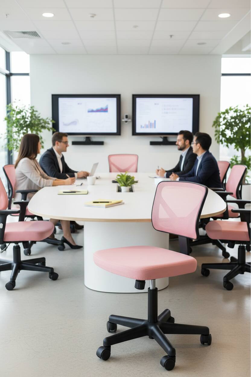 Alt View 4. AOITUN - Compact Orange Office Chair for Daily Work, Armless Ergonomic Design with Lumbar Support,Smooth Rolling for Small Spaces - Pink.