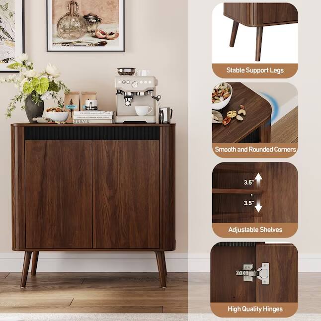 Stable Support Legs  
Smooth and Rounded Corners  
3.5" Adjustable Shelves  
High Quality Hinges