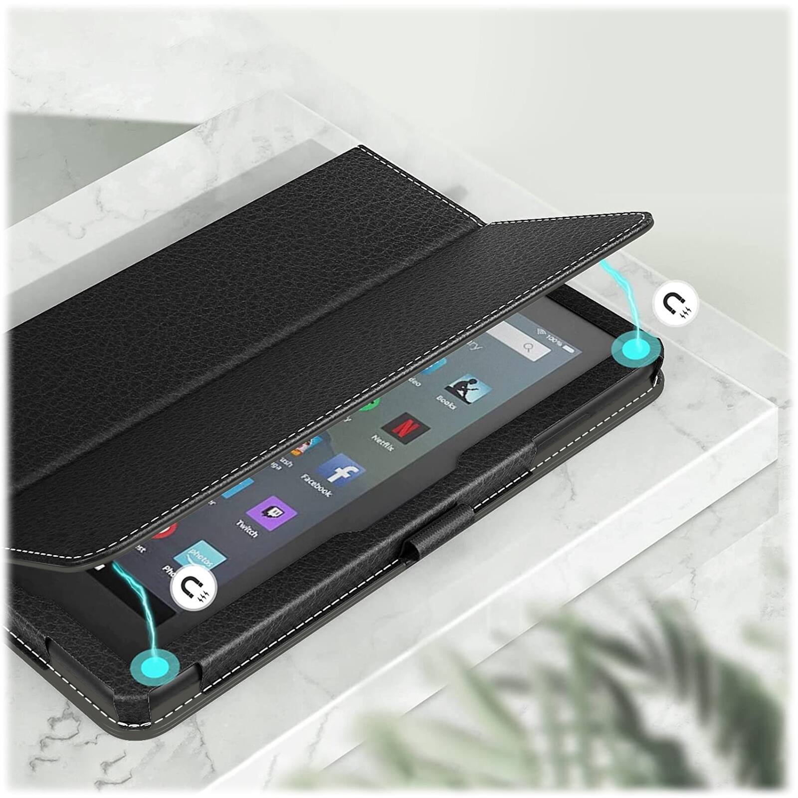 Alt View 17. SaharaCase - Hand Strap Series Folio Case for Amazon Fire 7 (2022) - Black.