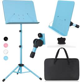 MAGICAL RUBS - Music Stand For Sheet - Dual-use Converts To Desktop Portable& Foldable 31.4-57in Height Adjustable Sturdy Holds Thic - Blue Standard Version