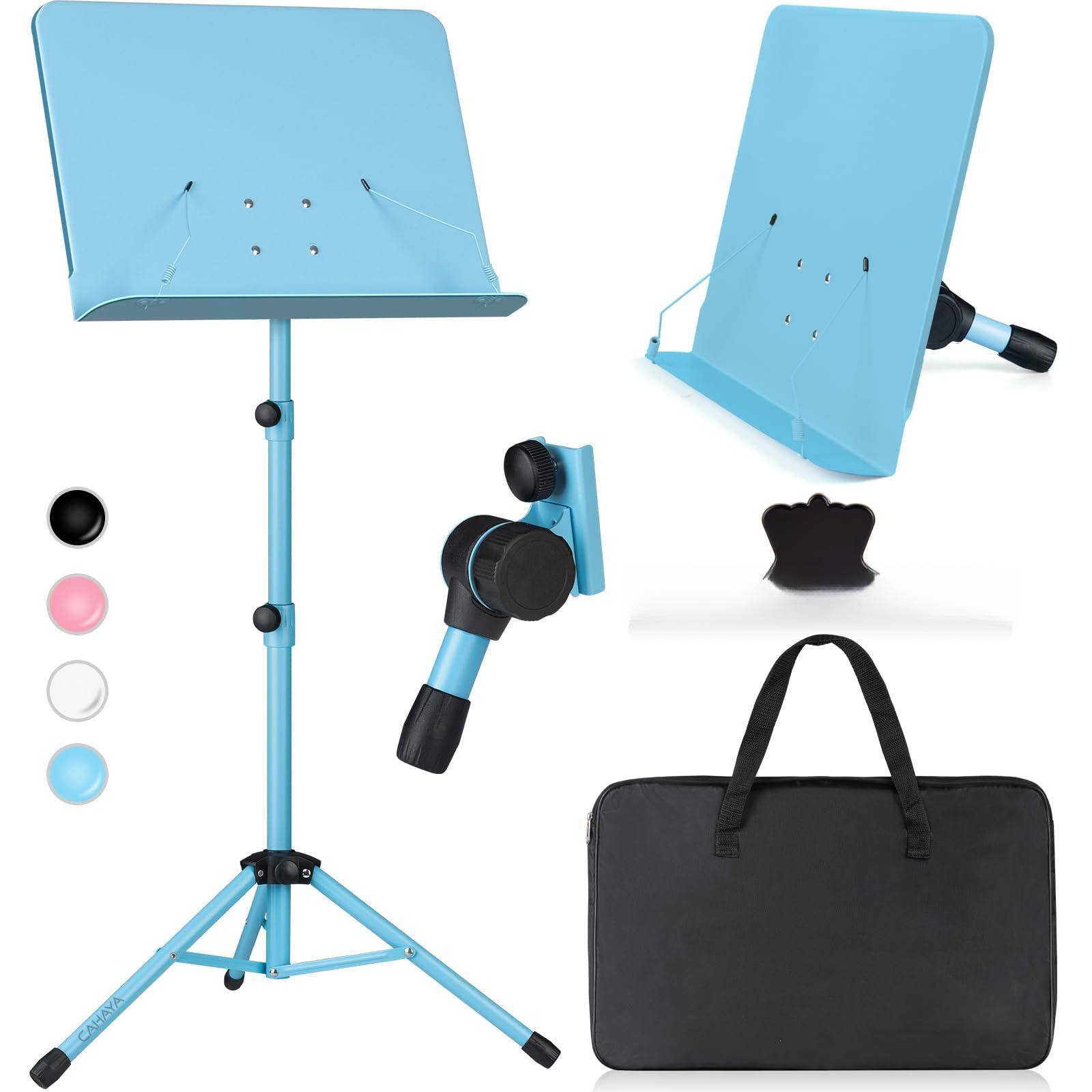 Front. MAGICAL RUBS - Music Stand For Sheet - Dual-use Converts To Desktop Portable& Foldable 31.4-57in Height Adjustable Sturdy Holds Thic... - Blue Standard Version.