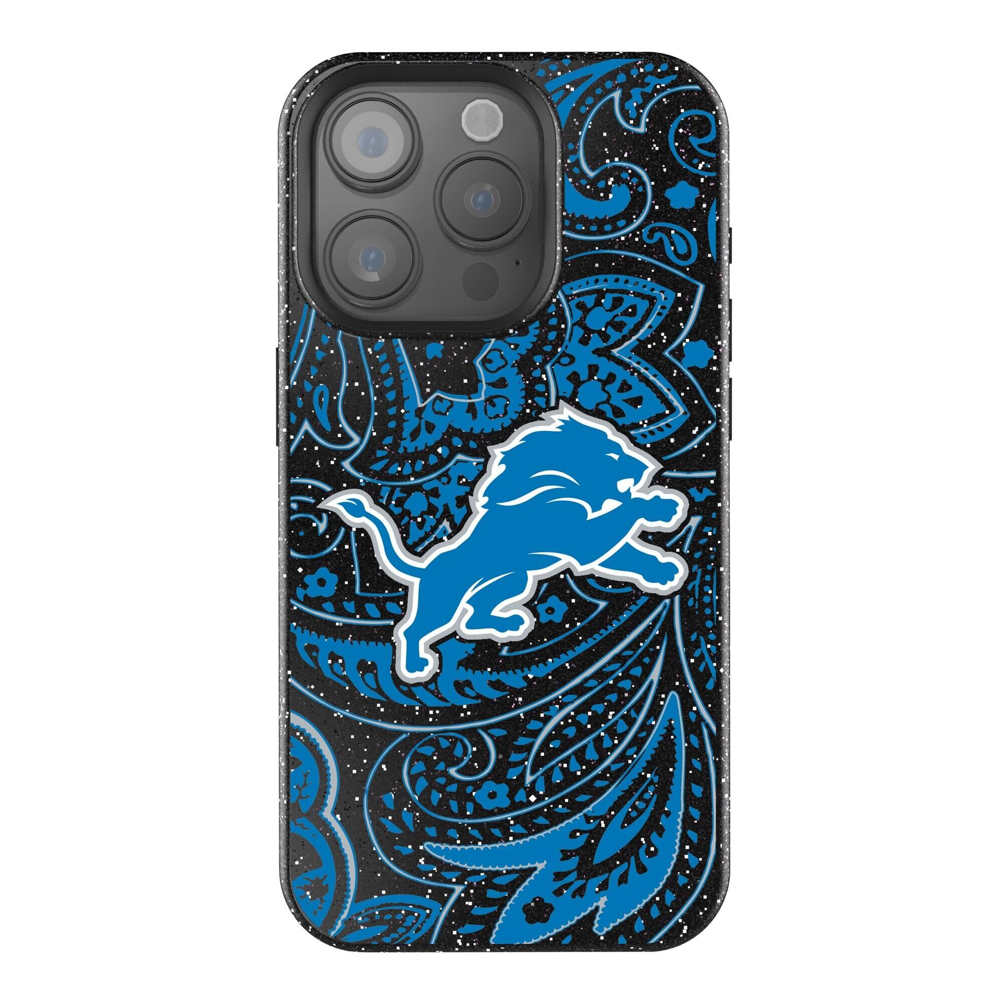 Front. Keyscaper - Detroit Lions Paisley Bling iPhone Case - 16 - Black.