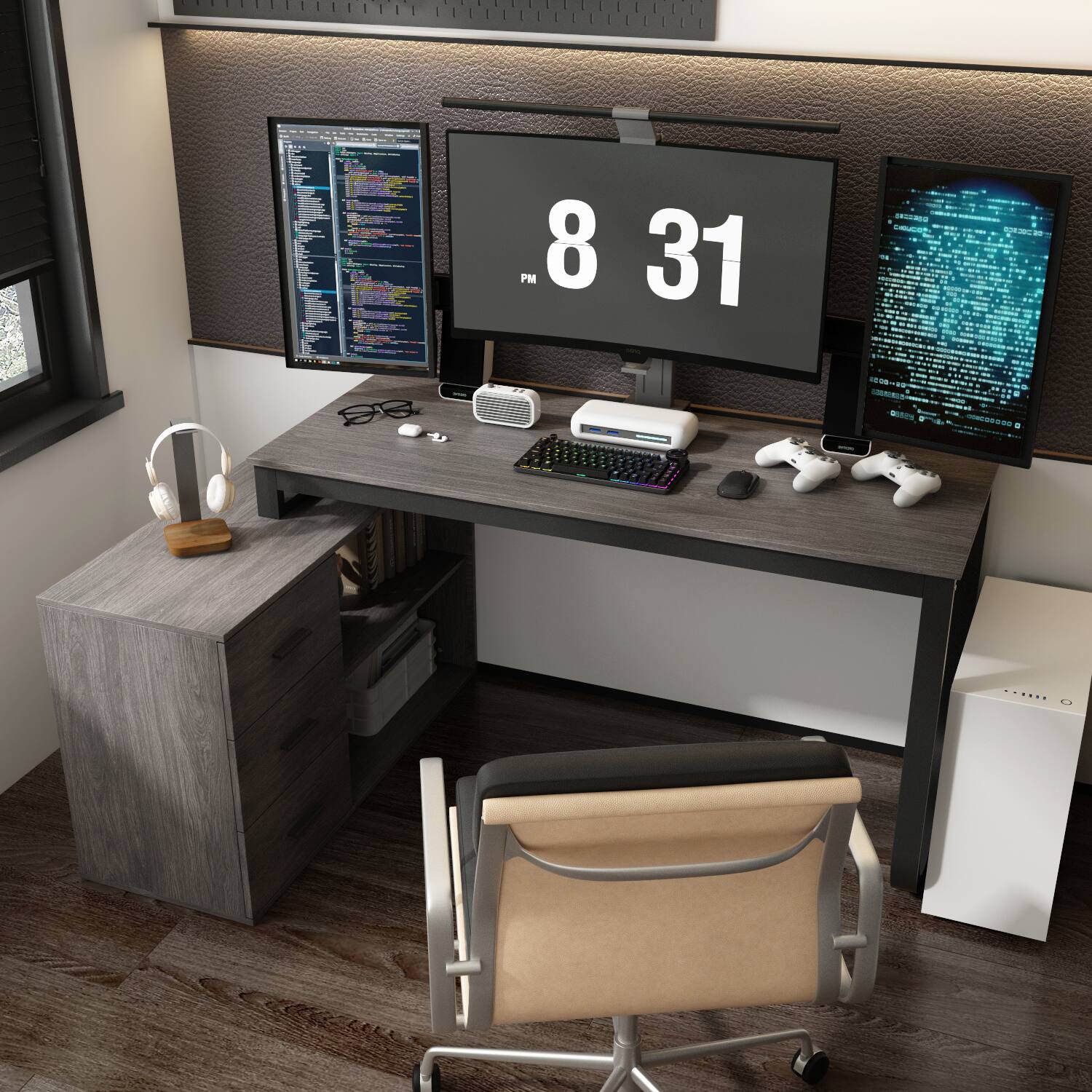Alt View 8. Famapy - Famapy L - Shaped Computer Desk Space - Saving, Organized Storage & Modern Aesthetic for Any Room - Black.