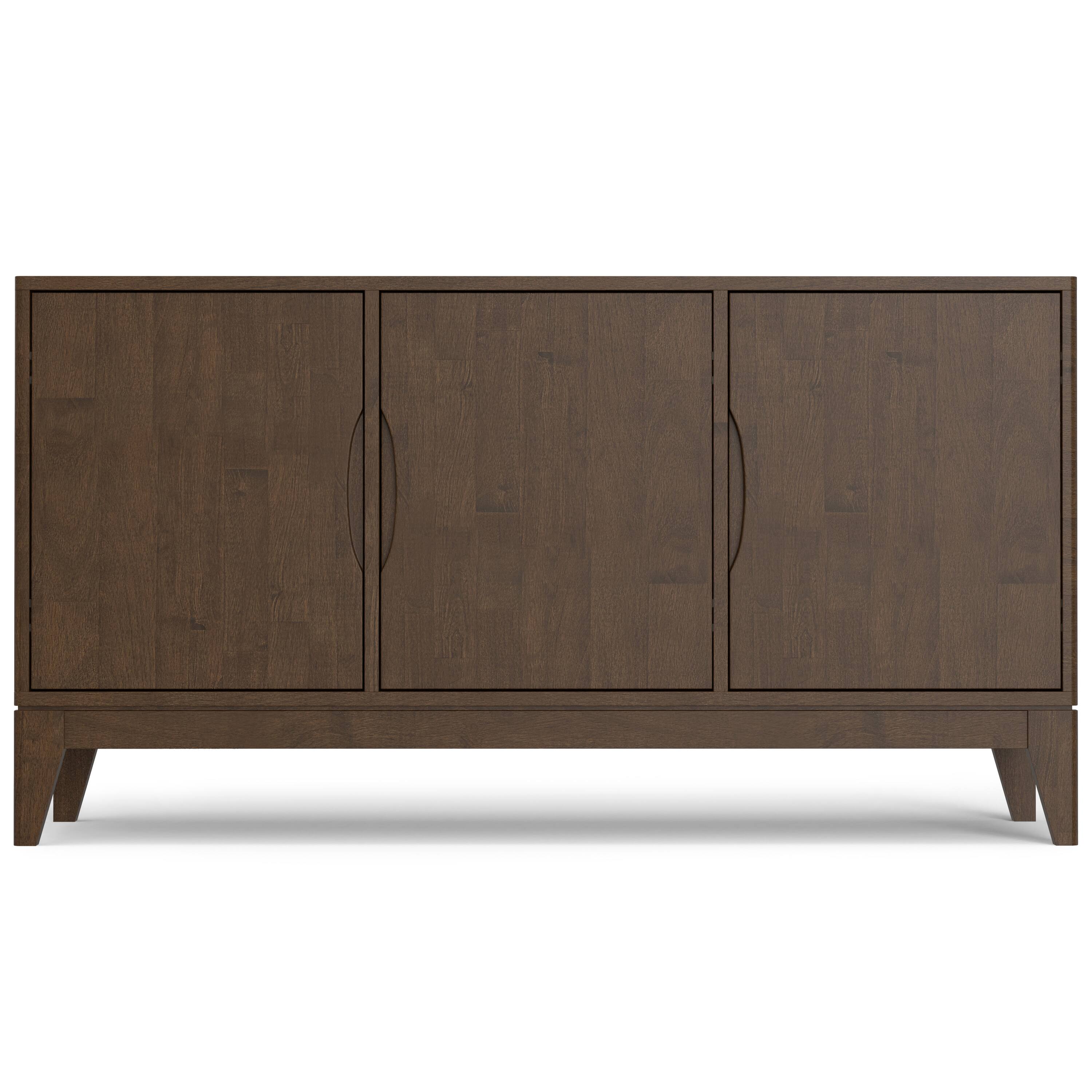Left. Simpli Home - Simpli Home Harper 60 inch Wide Solid Wood 3 Door Sideboard Buffet in Walnut Brown - Walnut Brown.