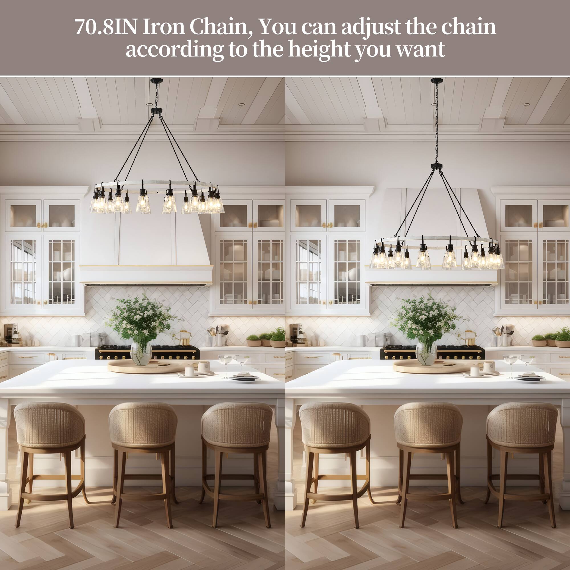 70.8IN Iron Chain, You can adjust the chain according to the height you want