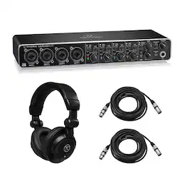 Behringer - U-PHORIA UMC404HD 4x4 USB 2.0 Audio/MIDI Interface, Bundle with TAPH100 Headphones and 2x XLR Cable