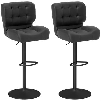 Front. SlickBlue - Stylish Height-Adjustable Bar Stool with Swivel, Footrest, and Comfortable Upholstery for Modern Kitchens - Black.