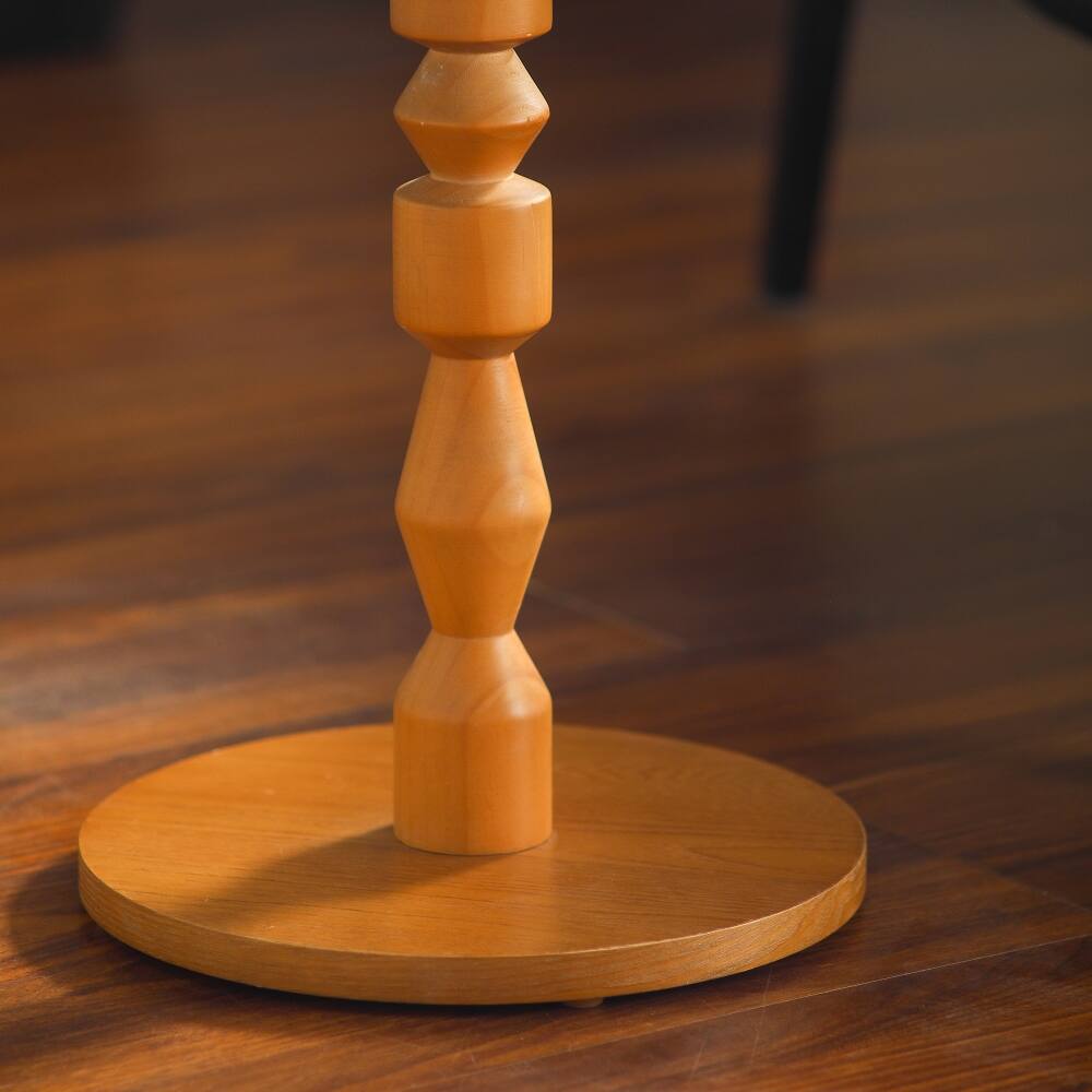 Alt View 2. Loheer - Loheer Round Side Table Light Oak Spindle Leg Mid-Century Modern Solid Wood Pedestal End Table for Living Room - Light Oak.