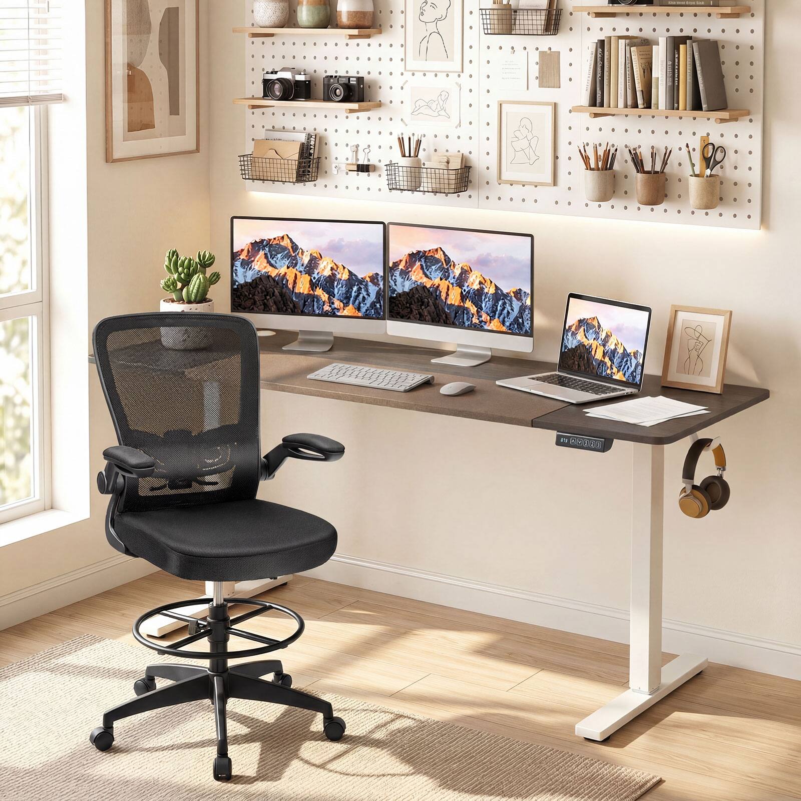 Alt View 1. Costway - Costway 63 x 24 Inch Electric Standing Desk with 3 Memory Presets, Cable Management & Hook - Gray.