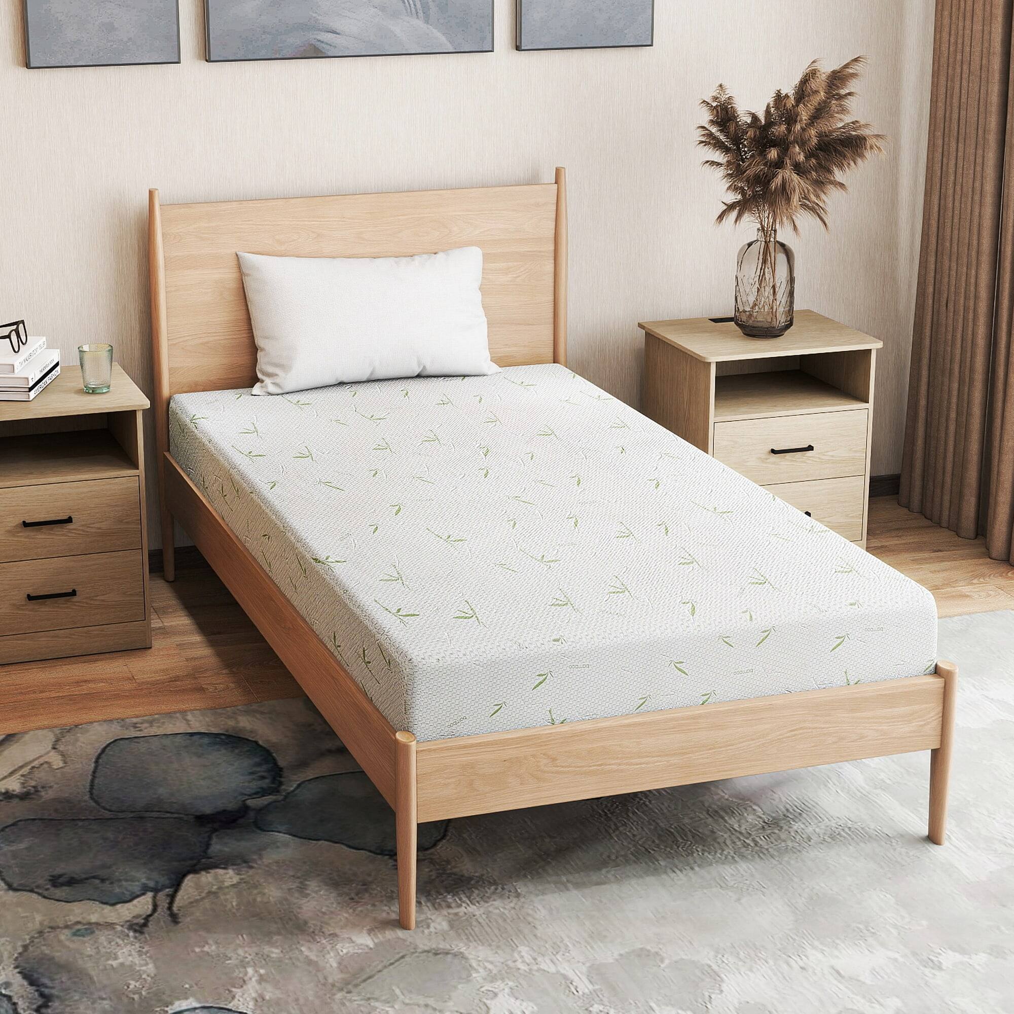 Alt View 4. Kadyn - Memory Foam Mattress, Green Tea & Cooling Gel, Fiberglass-Free, Medium Firm Bamboo - White.