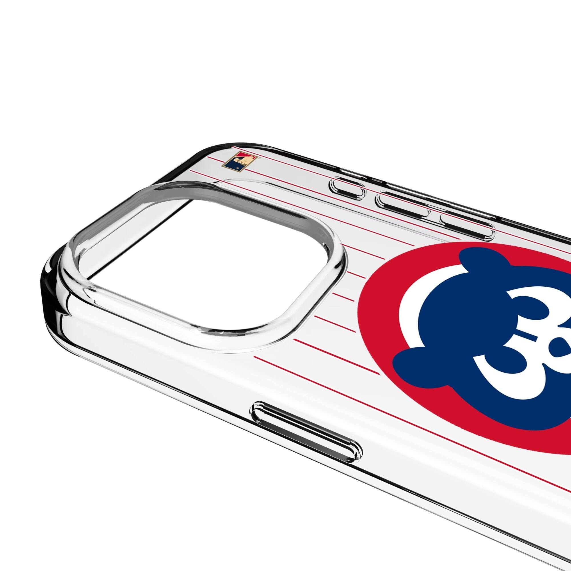 Alt View 2. Keyscaper - Chicago Cubs 1979-1998 Cooperstown Pinstripe iPhone Clear Case - 14 - Multicolor.