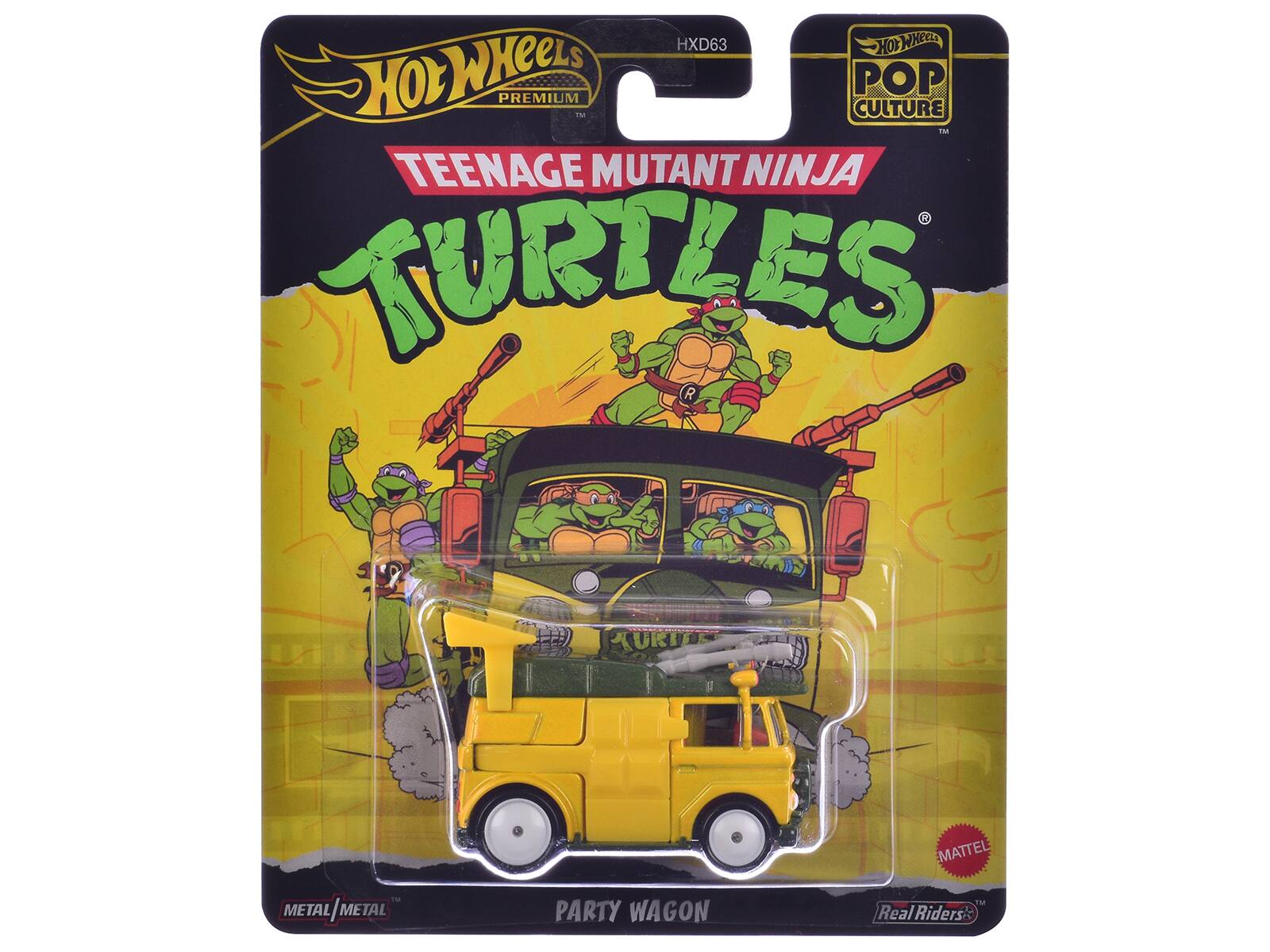 HXD63 HOT WHeeLs PREMIUM POP CULTURE TM TEENAGE MUTANT NINJA TURTLES R KURUEE MATTEL METAL | METAL / METAL PARTY WAGON /M Riders