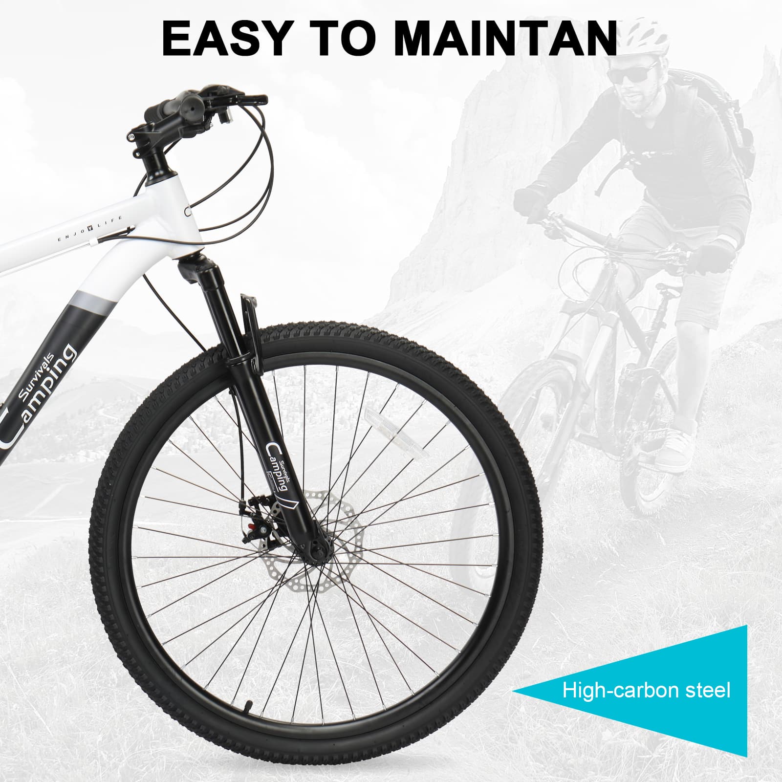 Winado 27.5 Inch Mountain Bike 21 Speed Dual Disc Brakes Steel