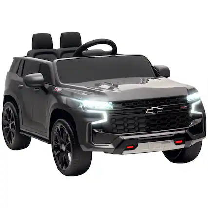Front. Aosom - Licensed Chevrolet Tahoe Ride On Car, 12V 7AH Battery Toy with Remote, LED Lights, Music, Suspension, 3 Speeds, for 3+.