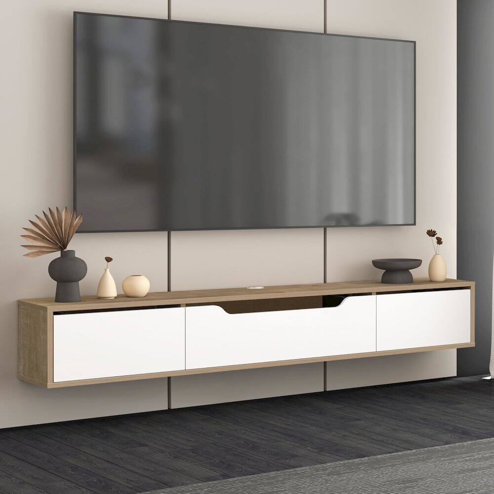 Alt View 3. Atelier Mobili - Floating TV Stand for Up to 80 Inch TVs – Wall Mounted Media Console - Brown.