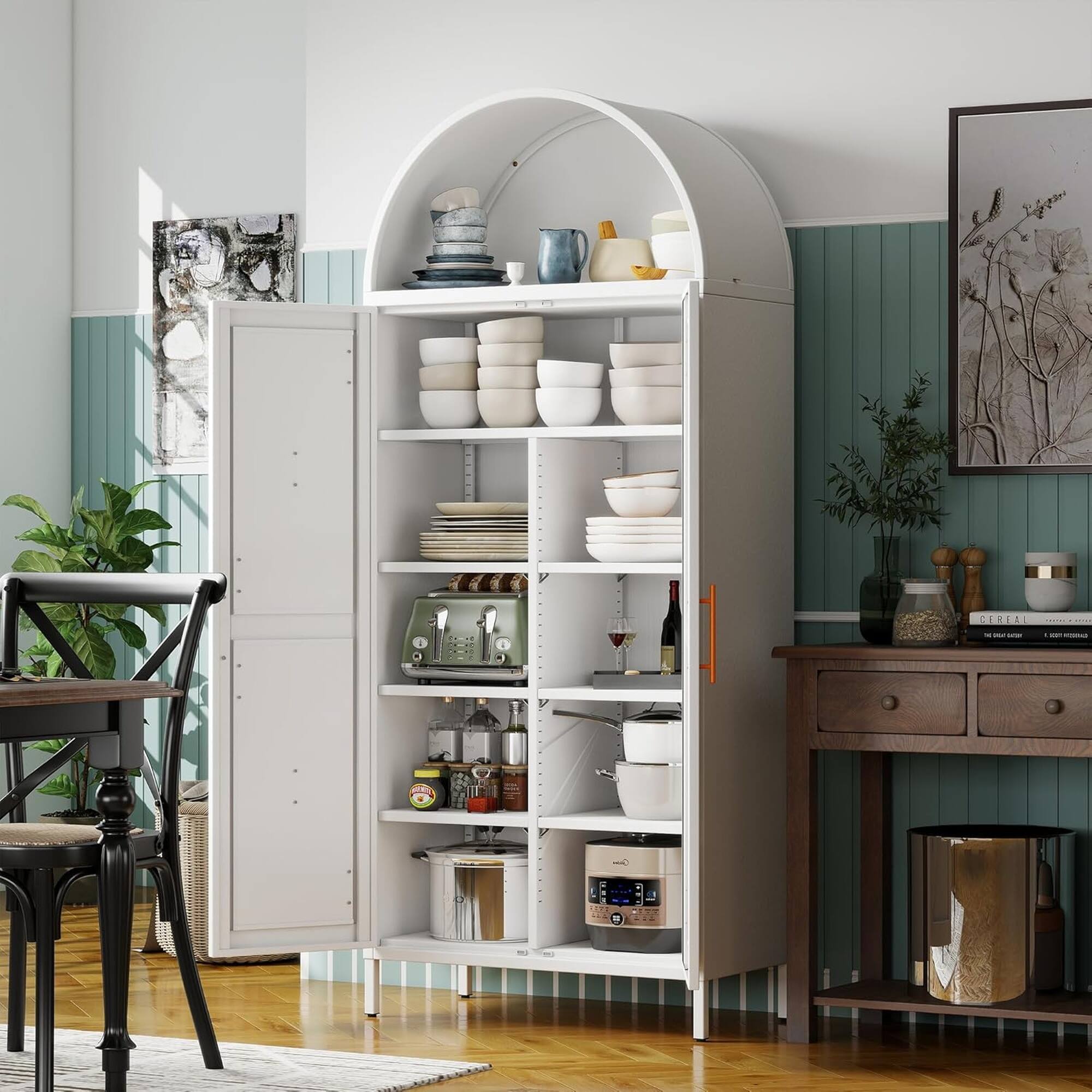Alt View 6. Boyel Living - 31-Inch Arched Metal Bookcase with Adjustable Shelves - White.