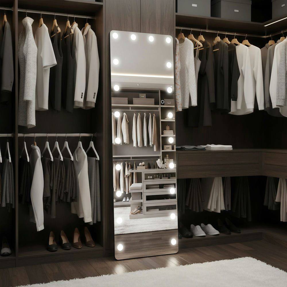 Alt View 4. Kadyn - 63x20 Inch Hollywood Style Full-Length LED Wall Mirror with Modern Frame.