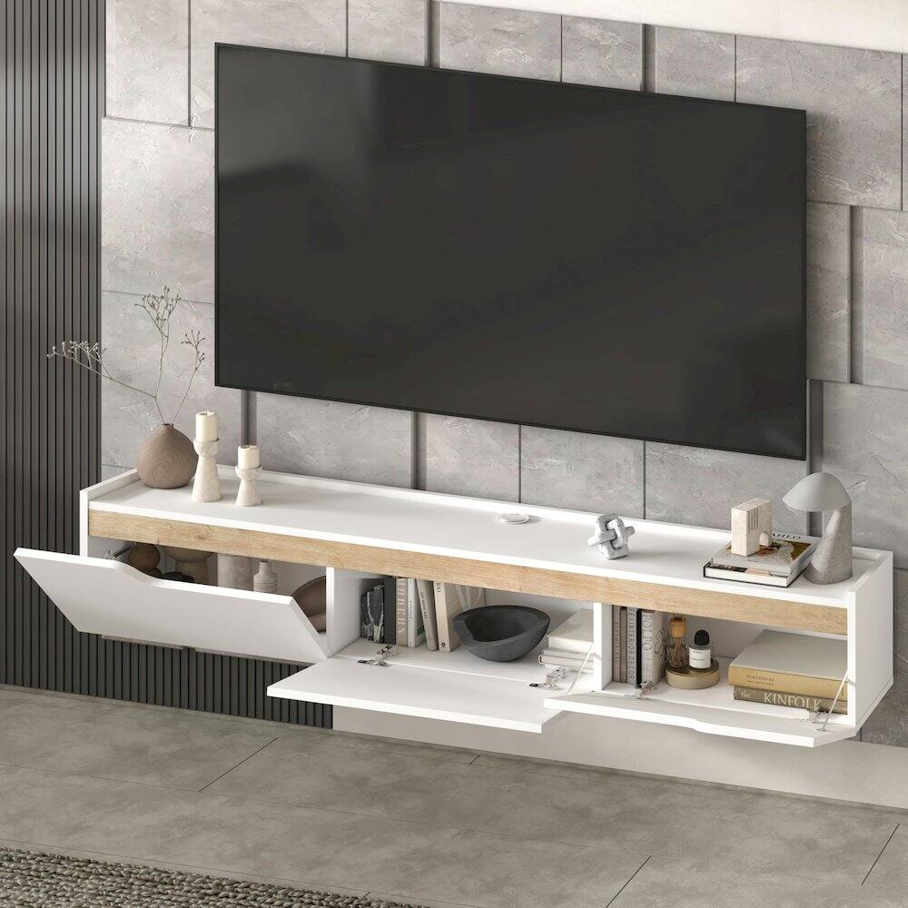 Alt View 1. Atelier Mobili - Floating TV Stand for Up to 80 Inch TVs – Wall Mounted Entertainment Center - White.