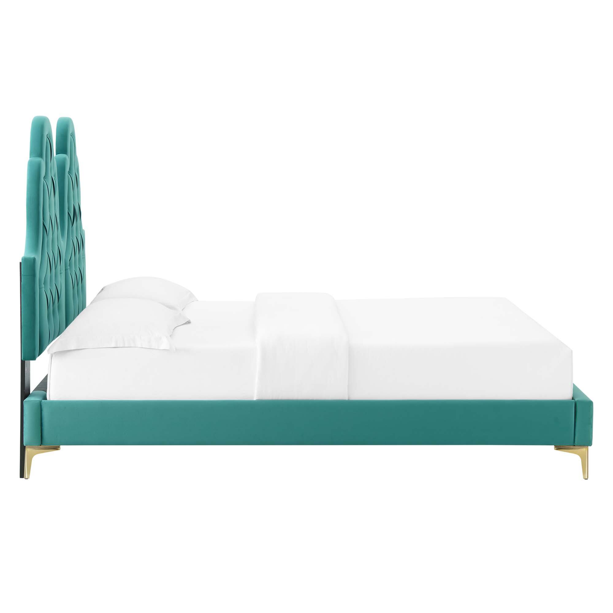 Alt View 2. Modway - Daisy Performance Velvet Full Platform Bed - Blue.