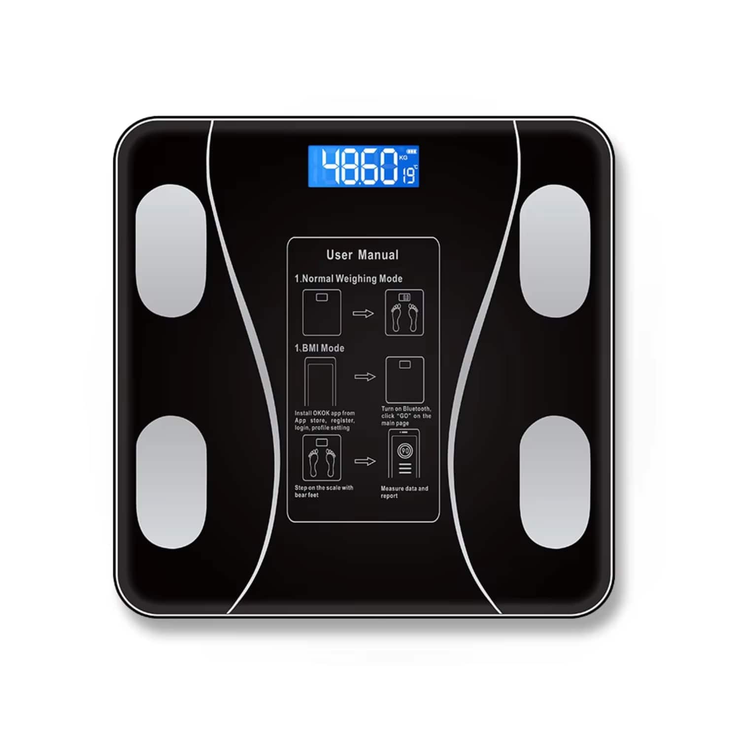 Luckbyte - Smart Body Fat Scale, Bluetooth Digital Bathroom Scale, Body Composition Analyzer with Smartphone App - Black