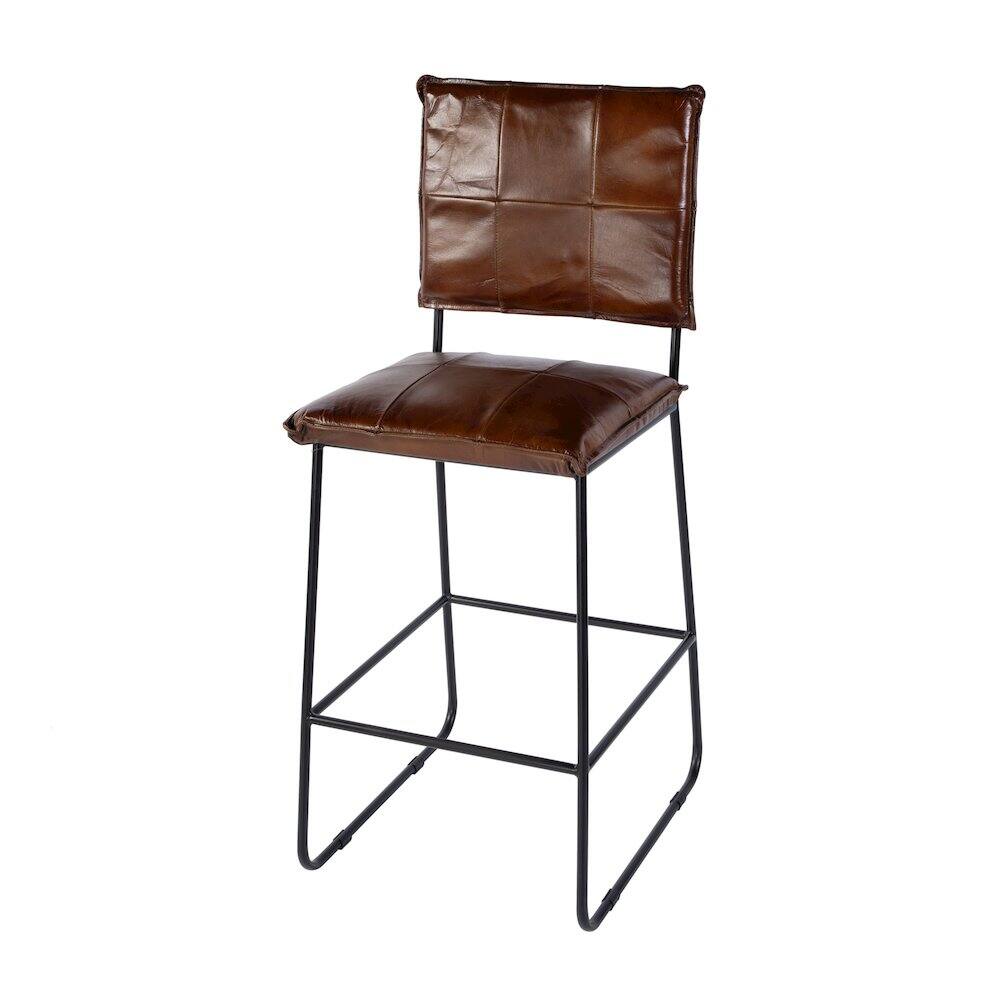 Alt View 2. Butler Specialty - Niles Leather and Iron Bar Stool - Brown,Black.